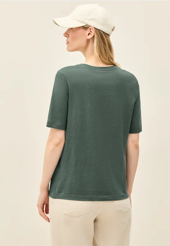 Chemise basique à col en V dark balmy khaki