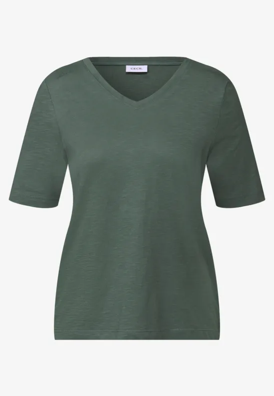 Chemise basique à col en V dark balmy khaki