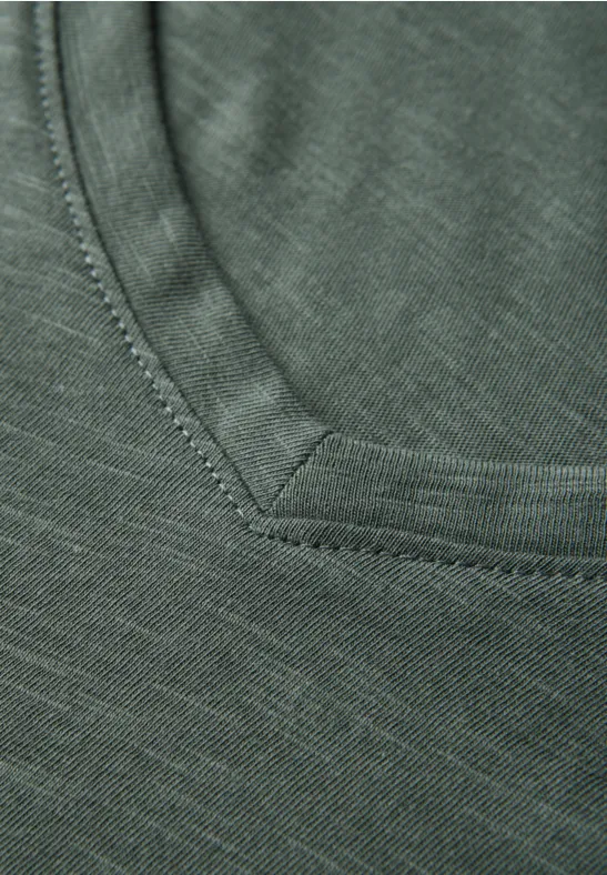 Chemise basique à col en V dark balmy khaki