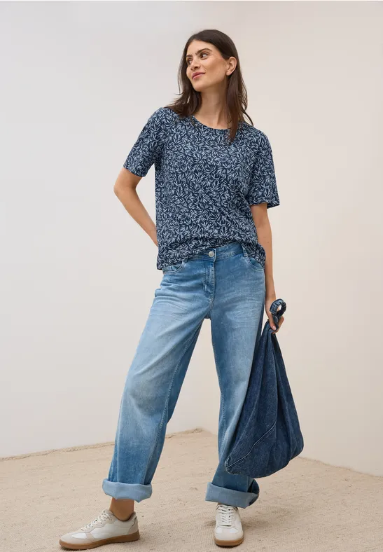 Gemustertes Basic T-Shirt urban dark blue