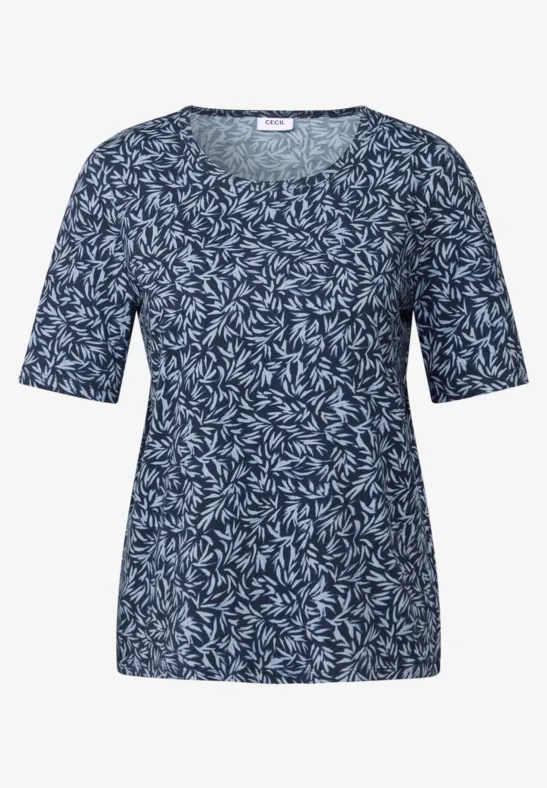Gemustertes Basic T-Shirt urban dark blue
