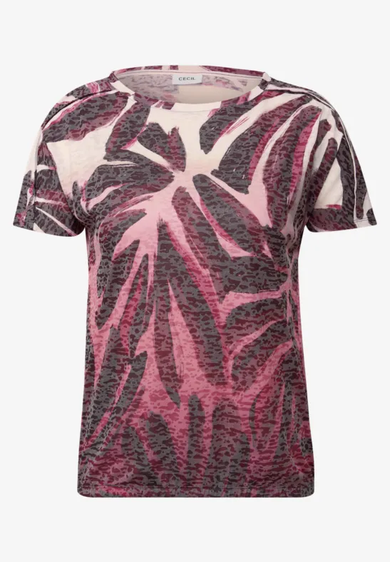 Ausbrenner-Shirt mit Muster mulberry red