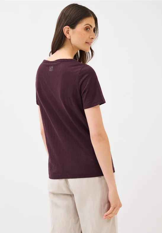 Ausbrenner-Shirt mit Wording mulberry red