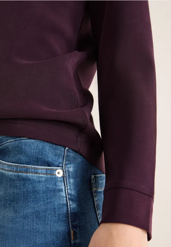 Shirt mit Stickerei eggplant red