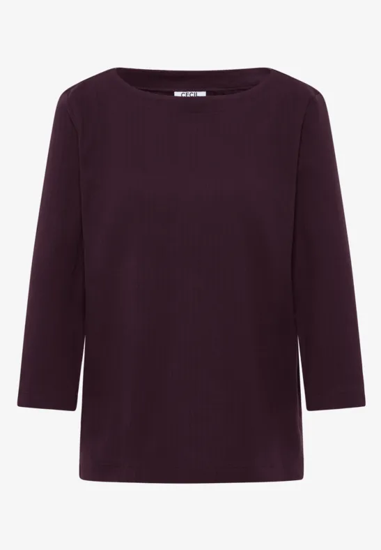 T-shirt basique à côtes eggplant red