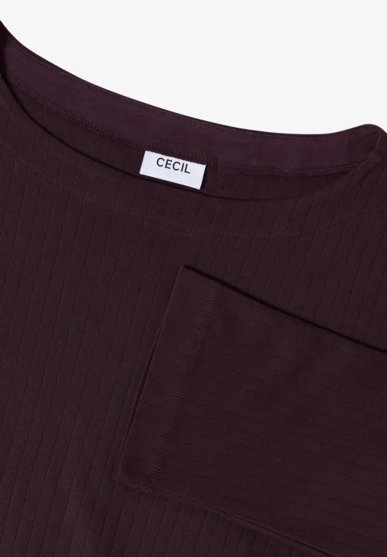 T-shirt basique à côtes eggplant red