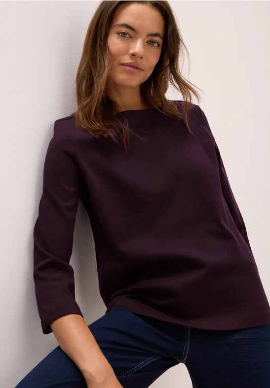 T-shirt basique à côtes eggplant red