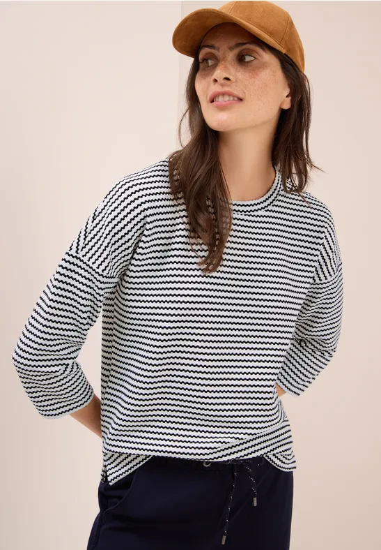 Gestreiftes Strukturshirt urban dark blue