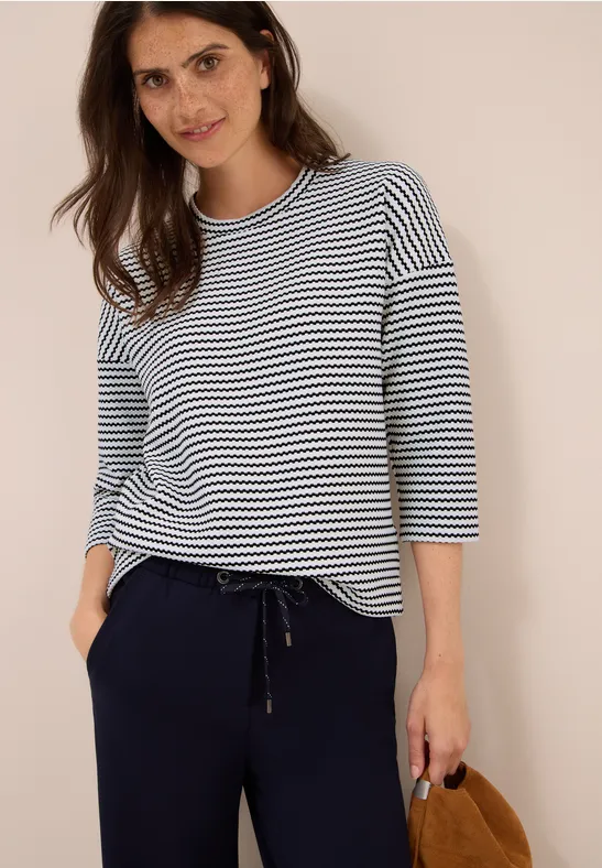 Gestreiftes Strukturshirt urban dark blue