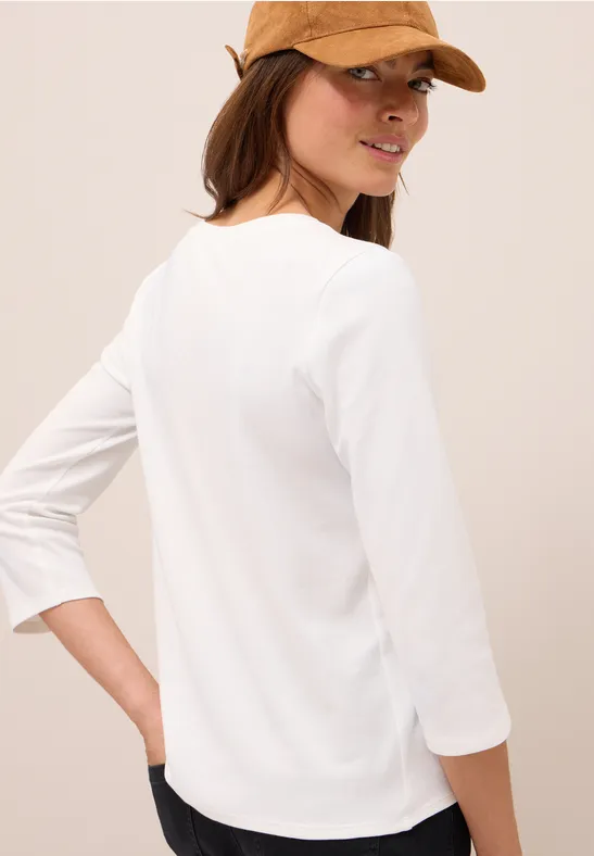 Chemise basique à col en V vanilla white