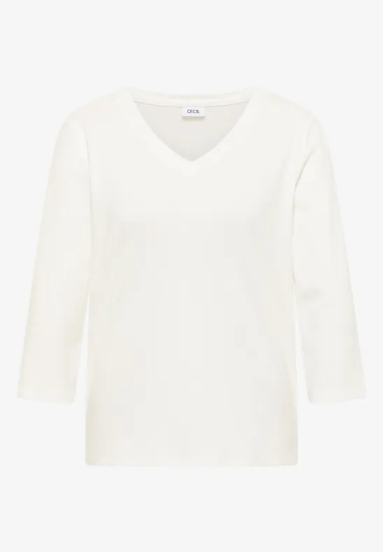 Chemise basique à col en V vanilla white