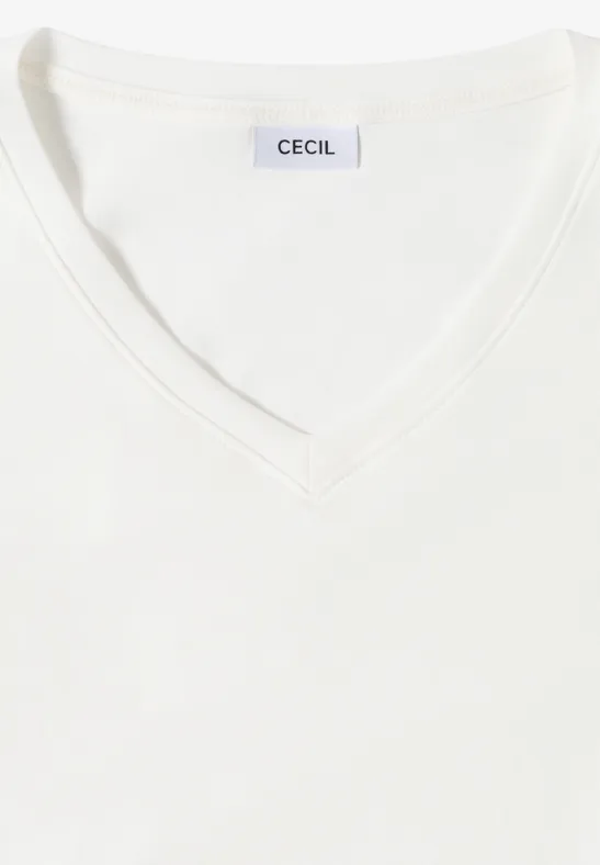 Chemise basique à col en V vanilla white