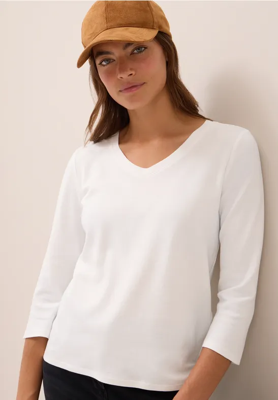 Chemise basique à col en V vanilla white