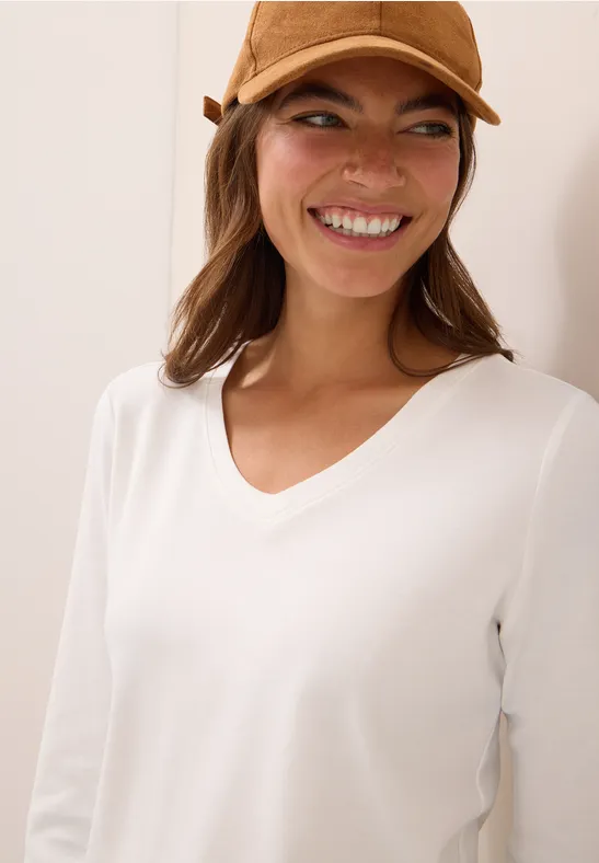 Chemise basique à col en V vanilla white