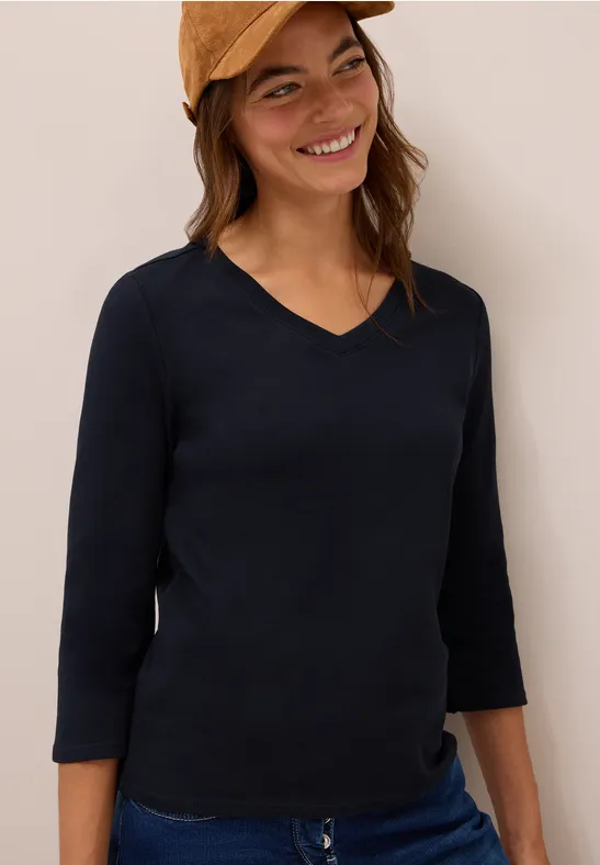 Basic V-Neck Shirt urban dark blue
