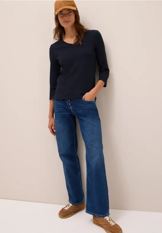 Basic V-Neck Shirt urban dark blue