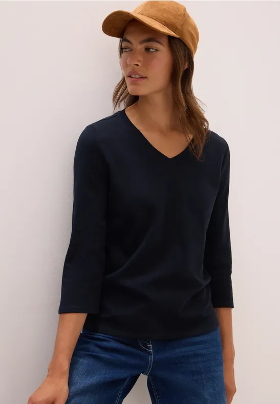 Basic V-Neck Shirt urban dark blue