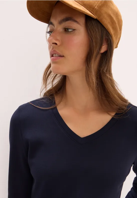 Basic V-Neck Shirt urban dark blue