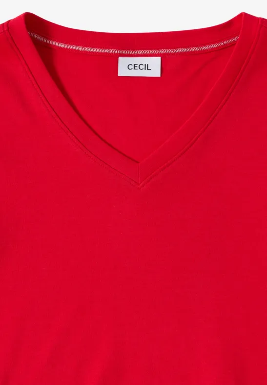 Basic V-Neck Shirt fiery red