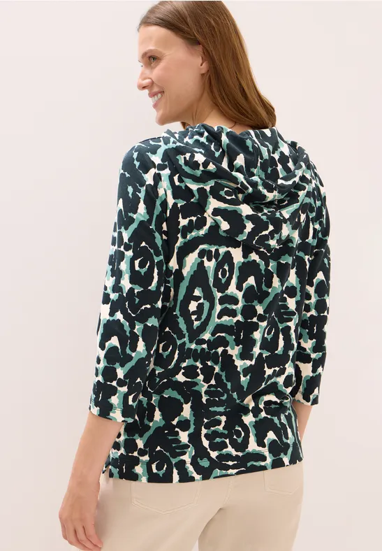 Sweat à capuche à motifs ink green