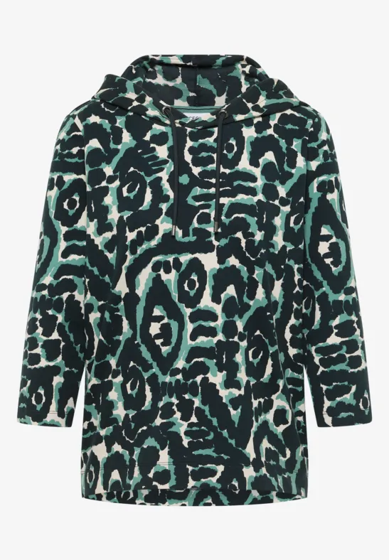 Sweat à capuche à motifs ink green