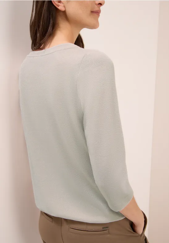 Shirt mit Glitzerdetails oat milk beige