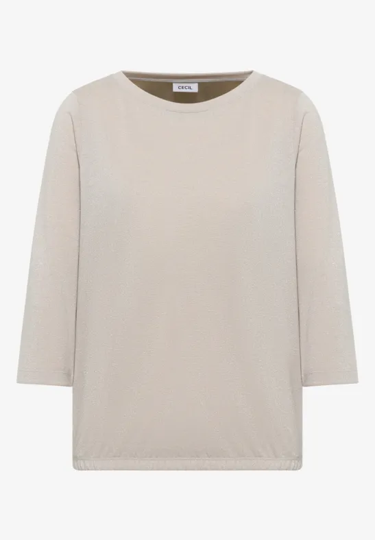 Shirt mit Glitzerdetails oat milk beige