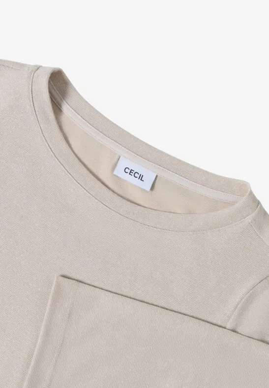 Shirt mit Glitzerdetails oat milk beige