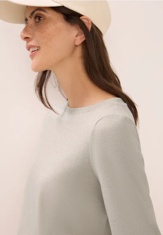 Shirt mit Glitzerdetails oat milk beige