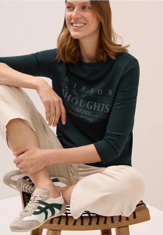 Softes Shirt mit Wording ink green