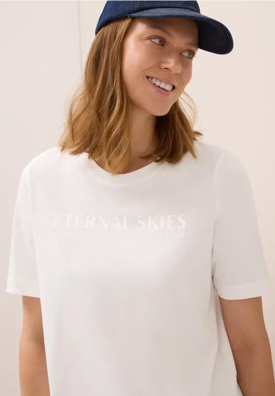 T-Shirt mit Wording Artwork vanilla white