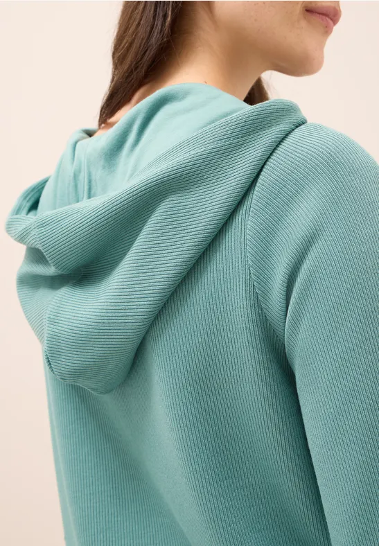 Hoodie Shirt in Rippstruktur jewel green