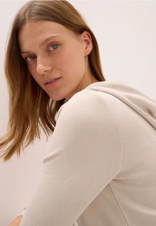 Hoodie shirt en structure côtelée oat milk beige