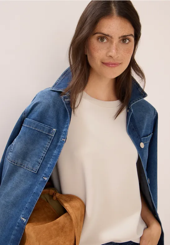 Softes Cupro Touch T-Shirt oat milk beige