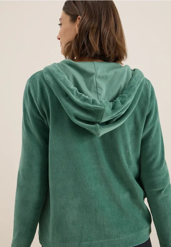 Cordjacke mit Kapuze jewel green