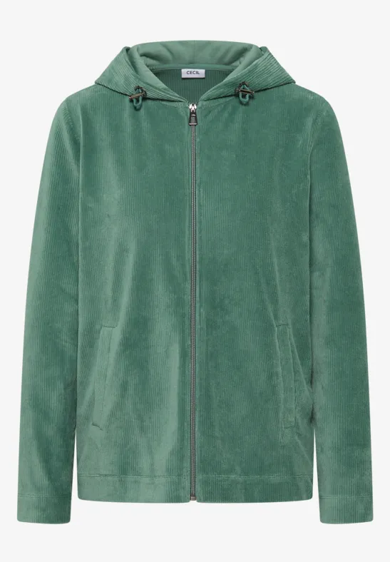 Cordjacke mit Kapuze jewel green