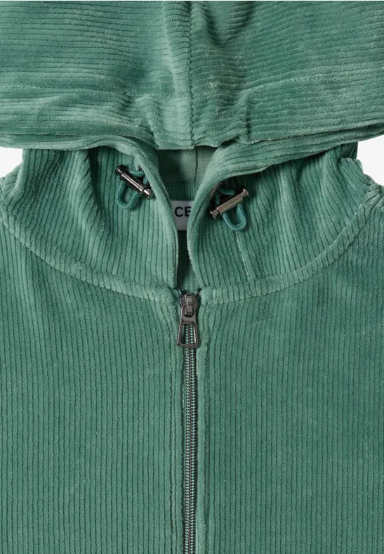 Cordjacke mit Kapuze jewel green