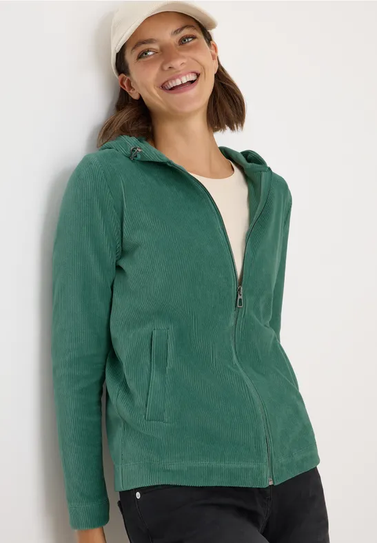 Cordjacke mit Kapuze jewel green
