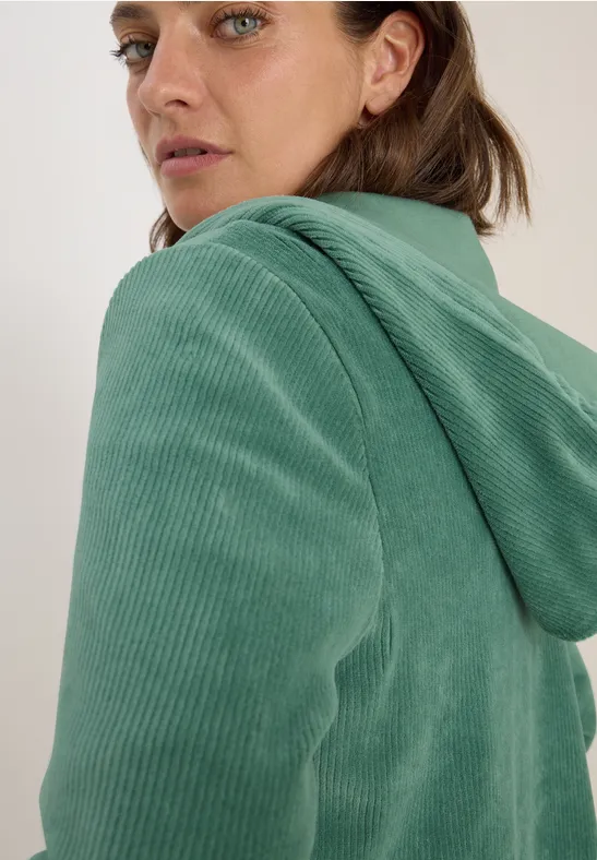 Cordjacke mit Kapuze jewel green