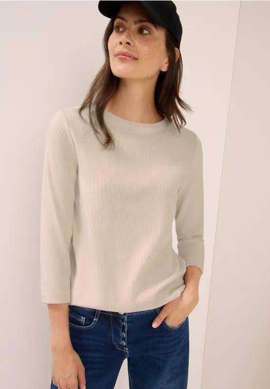 Cordshirt in Unifarbe oat milk beige