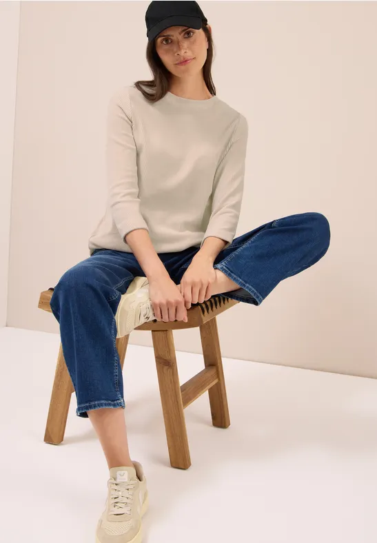 Cordshirt in Unifarbe oat milk beige