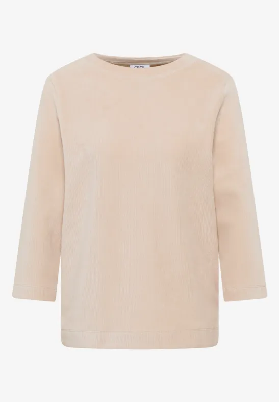 Cordshirt in Unifarbe oat milk beige