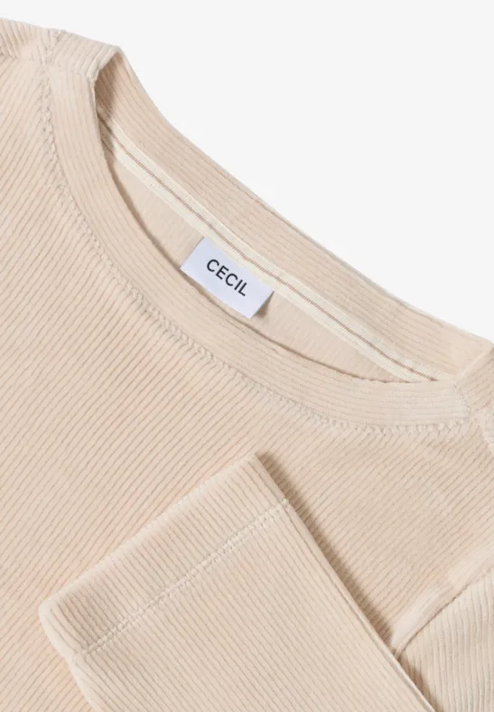 Cordshirt in Unifarbe oat milk beige