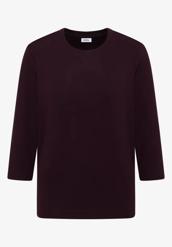 T-shirt avec structure côtelée eggplant red