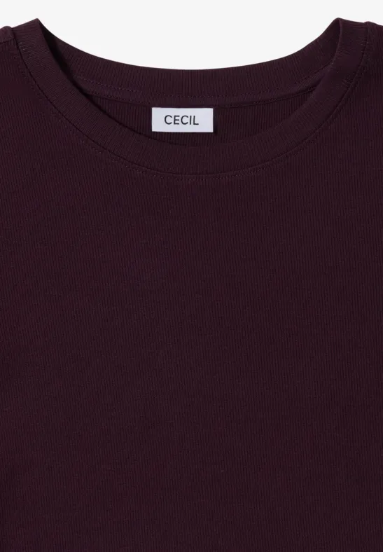 T-shirt avec structure côtelée eggplant red