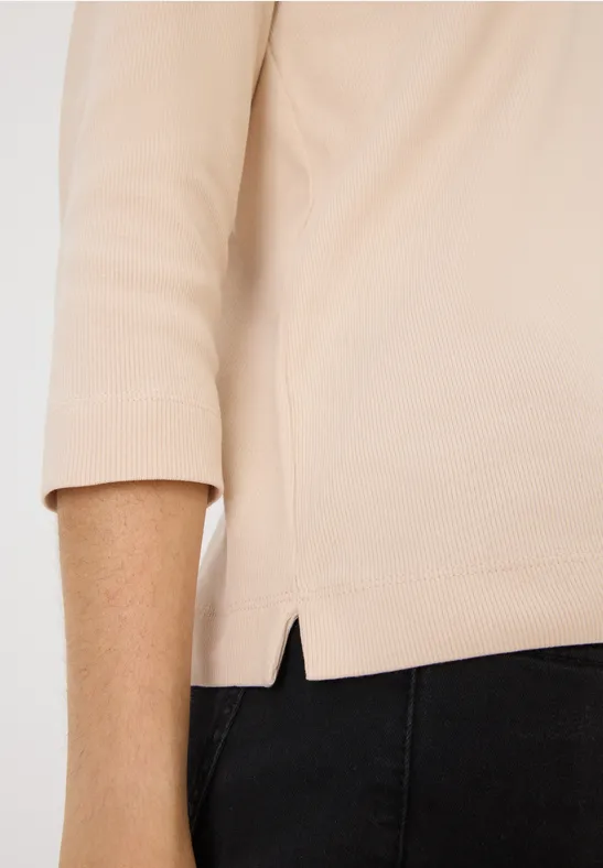 Shirt mit Rippstruktur oat milk beige