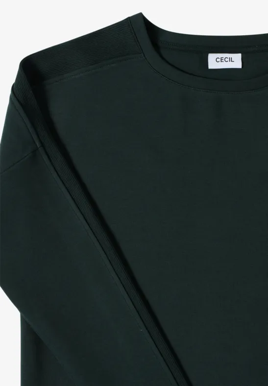 T-shirt à rayures côtelées ink green