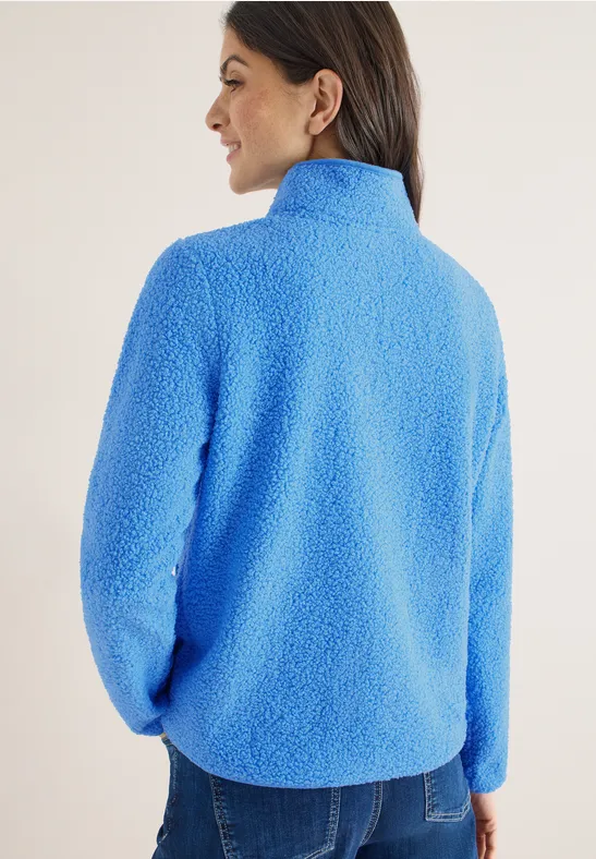 Jacke aus Teddy-Material mit Zipper fountain blue