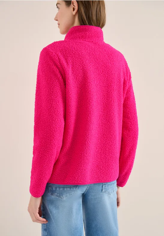Jacke aus Teddy-Material mit Zipper beetroot pink