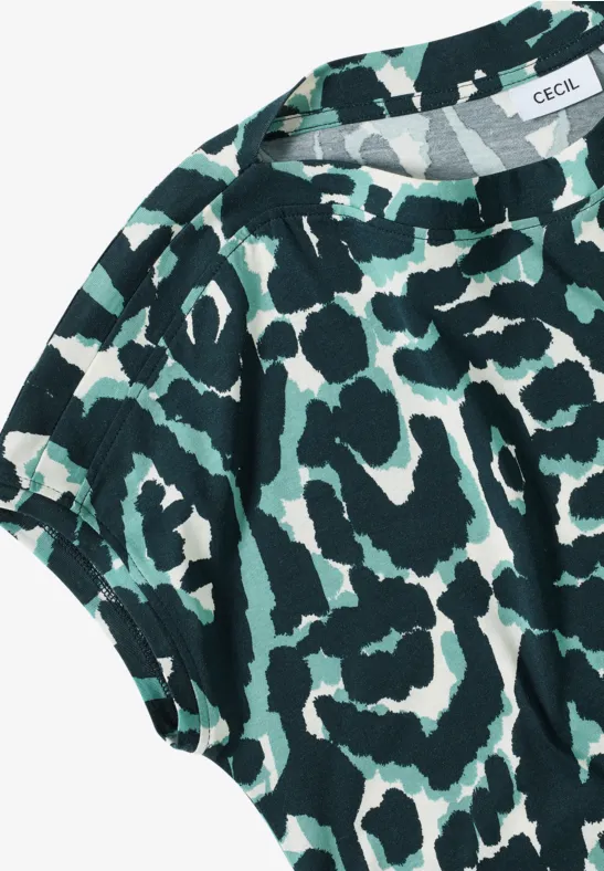 Gemustertes T-Shirt ink green